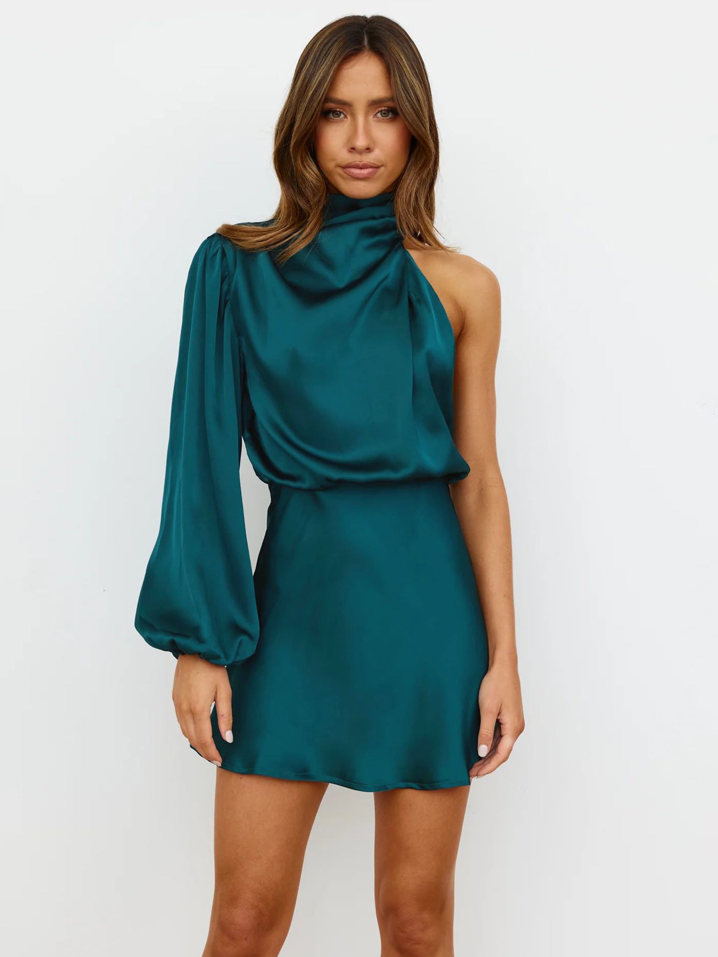 LEXI ONE-SHOULDER DRESS OCEAN