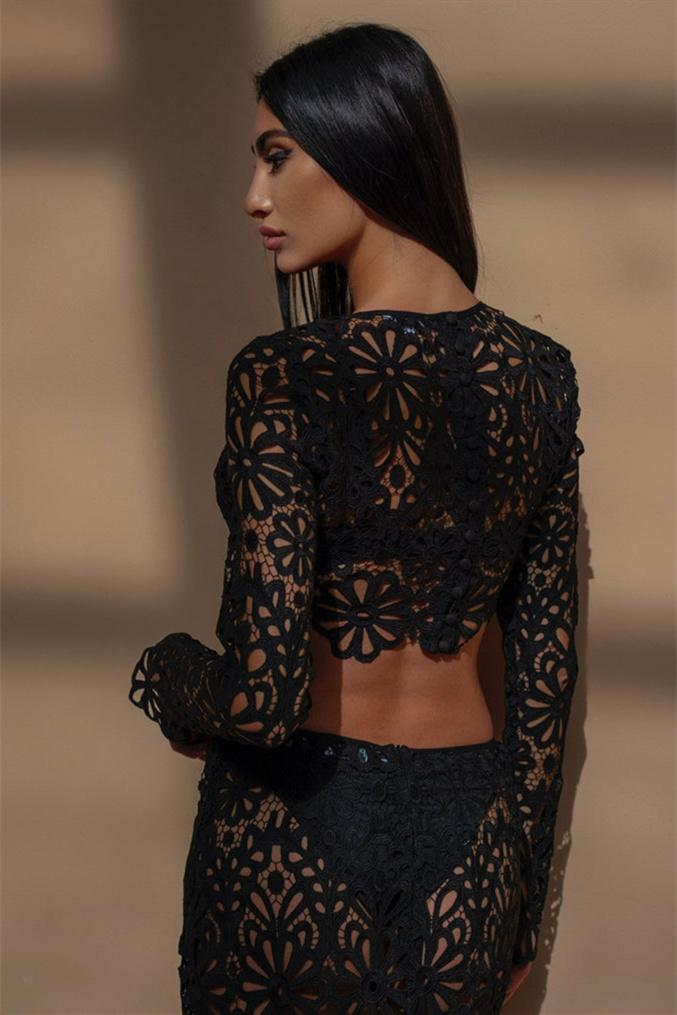 LENA FLORAL SET BLACK